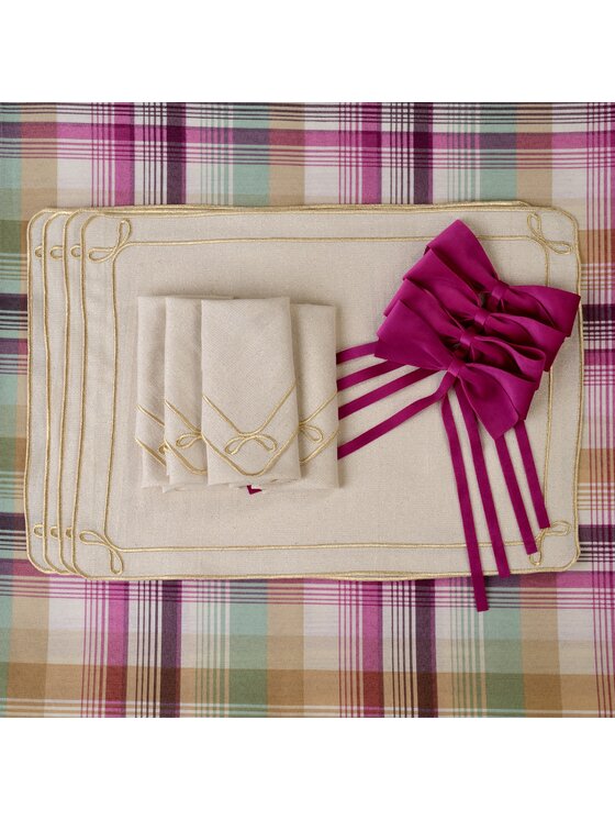 Roseberry Home Roseberry Home Obrączka na serwetki kokardka Fuchsia Różowy