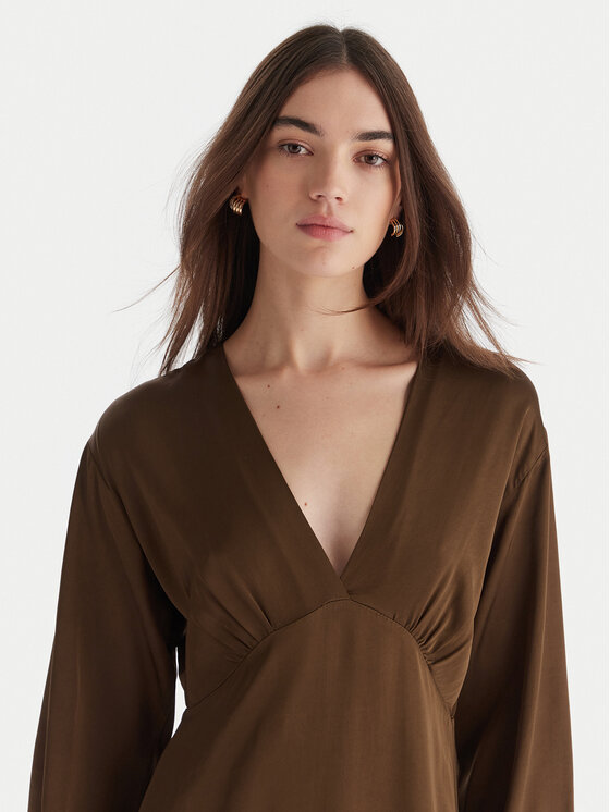 ViCOLO ViCOLO Koktejlové šaty TF0250 Hnědá Regular Fit