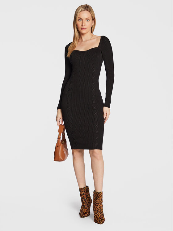 Guess Guess Kötött ruha Bodycon W2BK55 Z2YJ2 Fekete Slim Fit