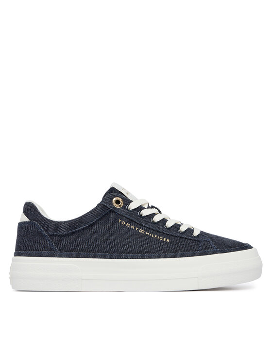 Tommy Hilfiger Tommy Hilfiger Tenisky Th Foxing Platform Washed Canvas FW0FW09172 Modrá