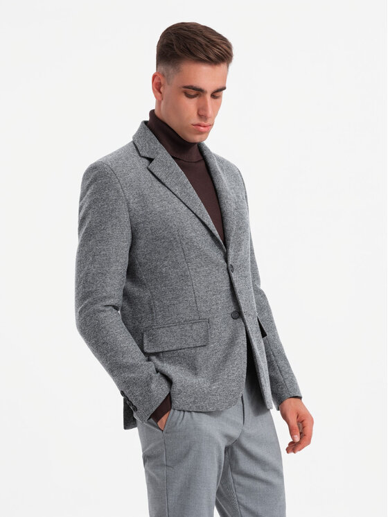 Ombre Ombre Marynarka OM-BLZB-0138 Szary Regular Fit