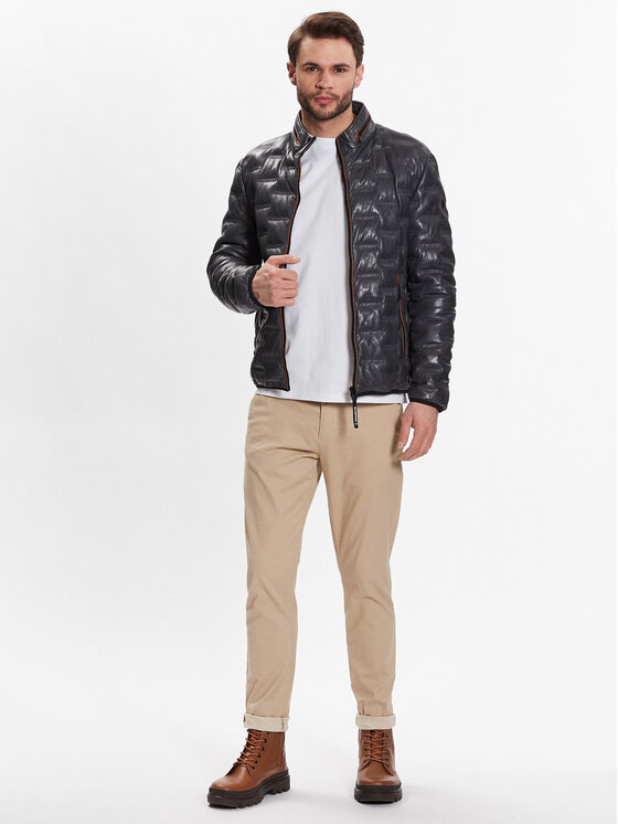 Milestone Milestone Kurtka skórzana 991019 60080 Czarny Regular Fit