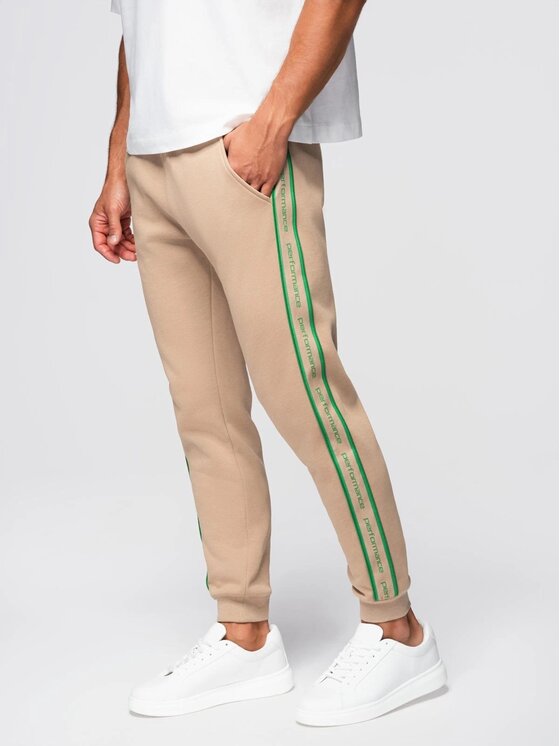 Ombre Ombre Spodnie dresowe OM-PASK-0284 Brązowy Regular Fit