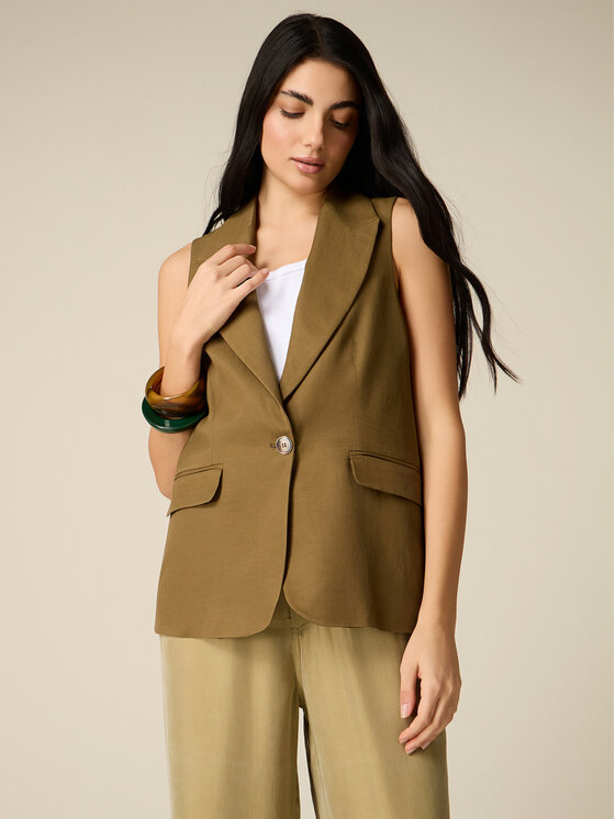 Oltre Oltre Kamizelka L037R000049N035 Zielony Baggy Fit