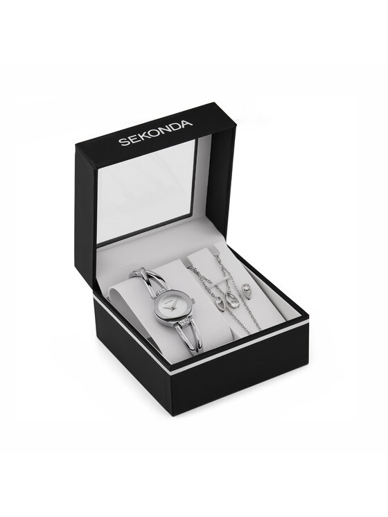 Set de ceas, lănțișor și cercei Sekonda 49032 Argintiu
