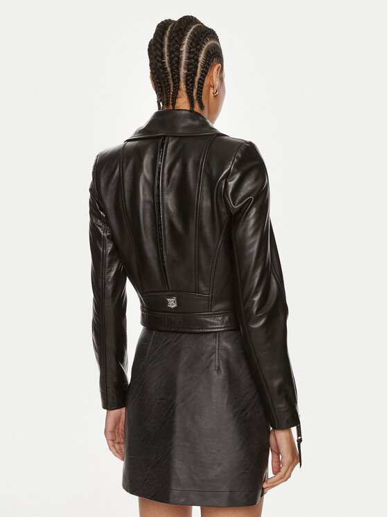 Elisabetta Franchi Elisabetta Franchi Bőrkabát GD-44Z-46E2 Fekete Regular Fit