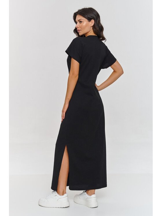 Makadamia Makadamia Sukienka dzianinowa m878 Czarny Loose Fit
