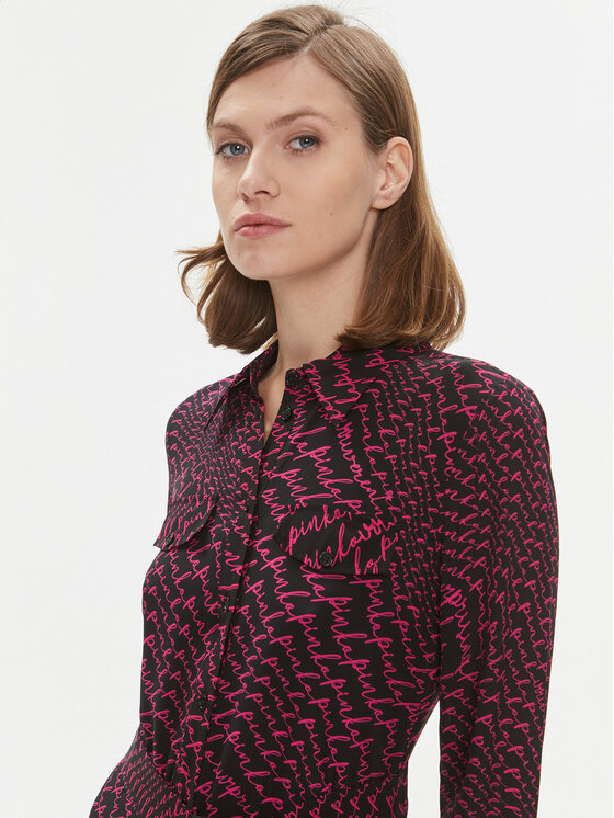 PINKO Pinko Sukienka koszulowa Asesente 100909 A19Q Czarny Regular Fit