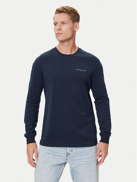 Tommy Jeans Tommy Jeans Hosszú ujjú Chest Linear DM0DM21594 Sötétkék Regular Fit