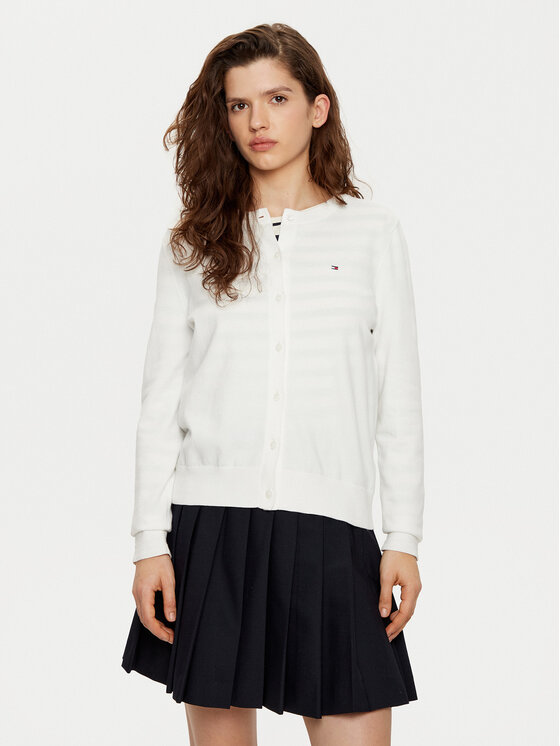 Tommy Hilfiger Kardigán WW0WW42370 Biela Regular Fit