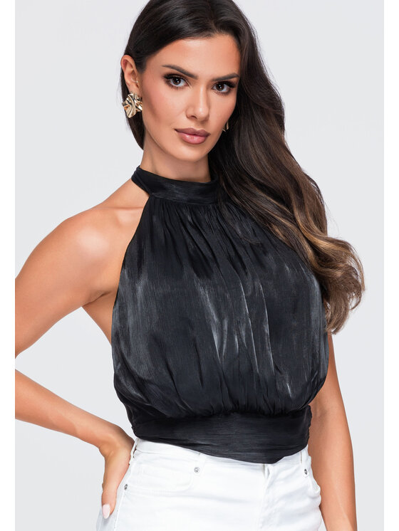 Ombre Ombre Bluzka OW-TS-E0079 Czarny Loose Fit