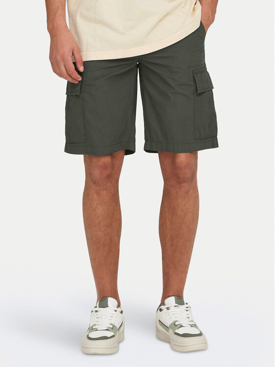 Only & Sons Only & Sons Szövet rövidnadrág Loc Cargo 22029214 Zöld Regular Fit