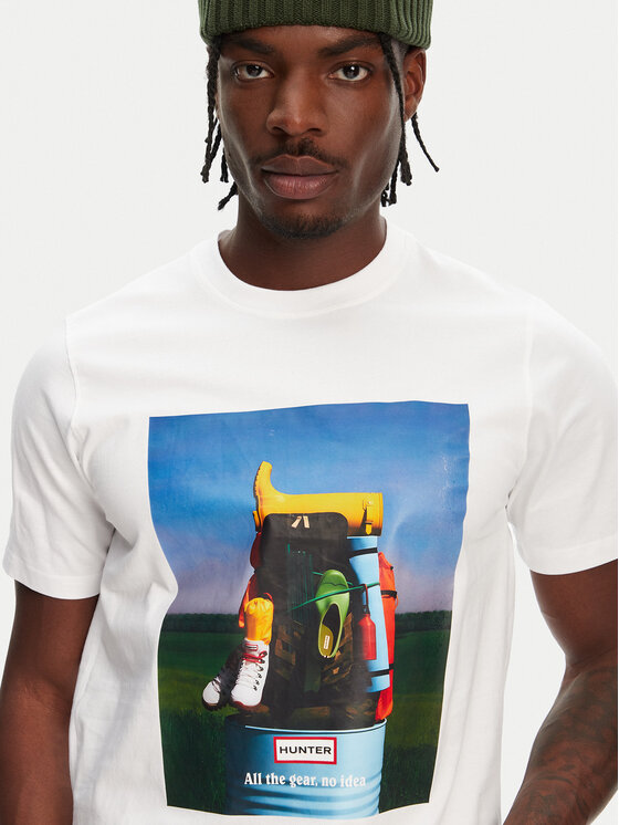 Hunter Hunter T-krekls Brodie Graphic HARM0036251 Balts Regular Fit