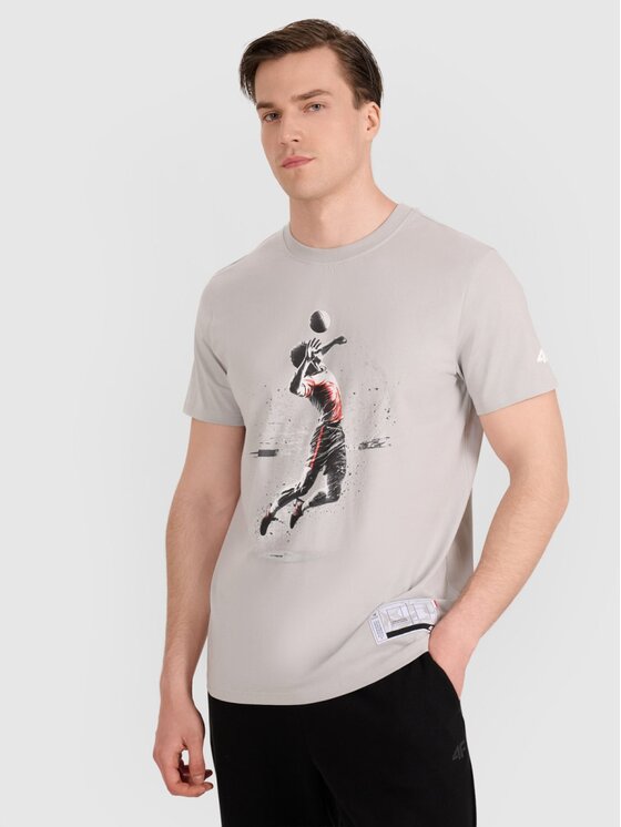 4F 4F T-shirt 4FRAW25TTSHM3318-27S Grigio Regular Fit