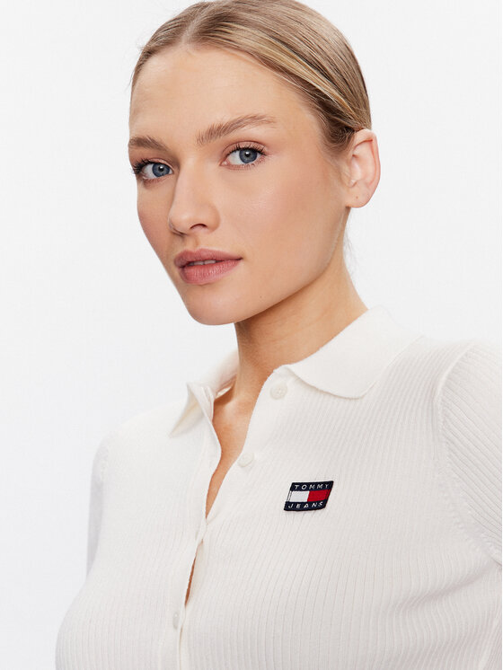Tommy Jeans Tommy Jeans Кардиган Tjw Button Thru Polo Sweater DW0DW15395 Екрю Slim Fit