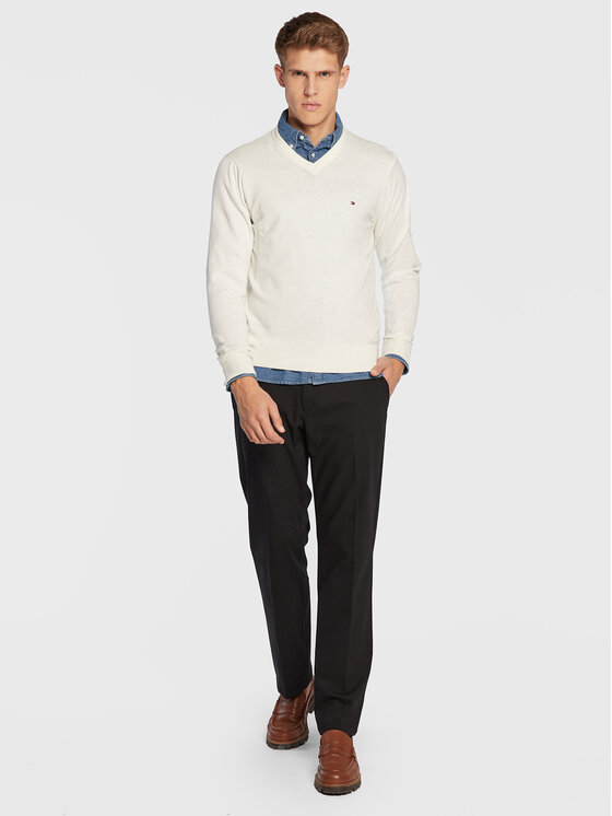 Tommy Hilfiger Tommy Hilfiger Maglione Pima MW0MW28047 Bianco Regular Fit