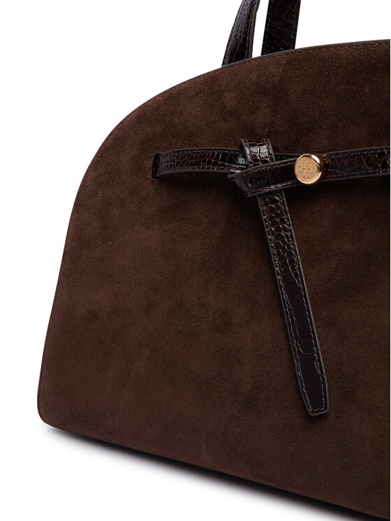 Tory Burch Tory Burch Ročna torba Romy Suede Bauletto 183363 Temno rjava