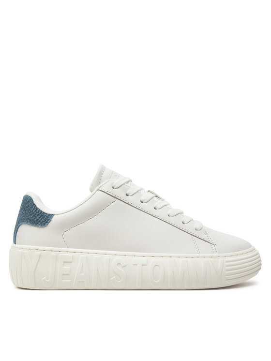 Tommy Jeans Snīkeri Tjw Fancy Leather Cupsole EN0EN02575 Écru