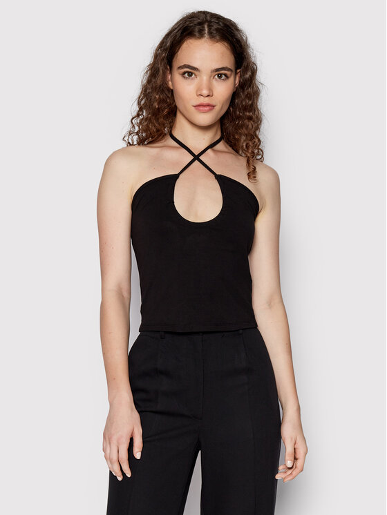 NA-KD NA-KD топ Keyhole 1100-006071-0002-003 Черен Slim Fit