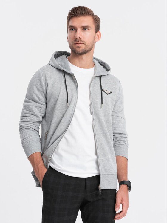 Ombre Ombre Mikina OM-SSZP-22SS-010 Šedá Regular Fit