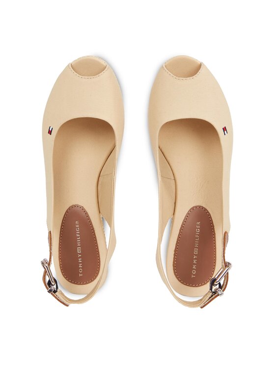 Tommy Hilfiger Tommy Hilfiger Espadrilles Iconic Elba Sling Back Wedge FW0FW04788 Bēšs