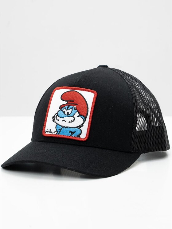 Smerfy Smerfy Czapka z daszkiem Trucker Czarna Smerfy Papa Smerf Patch uni Czarny