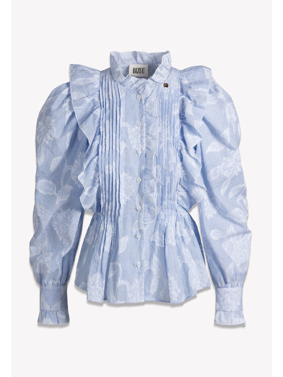 BIZUU BIZUU Košile BLUE FLORAL REGULAR COTTON SHIRT TULLA Modrá Standard Fit