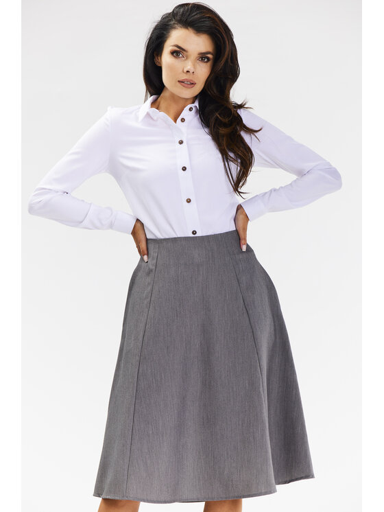 Awama Awama Spódnica A673 Szary Basic Fit