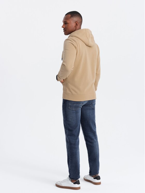 Ombre Ombre Mikina OM-SSZP-0140 Béžová Regular Fit