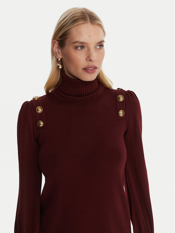Luisa Spagnoli Luisa Spagnoli Kootud kleit Moduno 100056 Bordoopunane Regular Fit