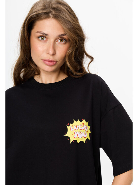 Mirons Mirons T-Shirt Print Biały Oversize