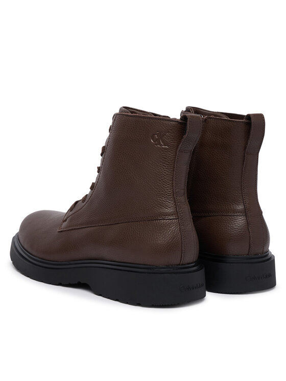 Calvin Klein Calvin Klein Kotníková obuv Combat Ess Lace Up Zip Boot Lth YM0YM01373 Hnědá