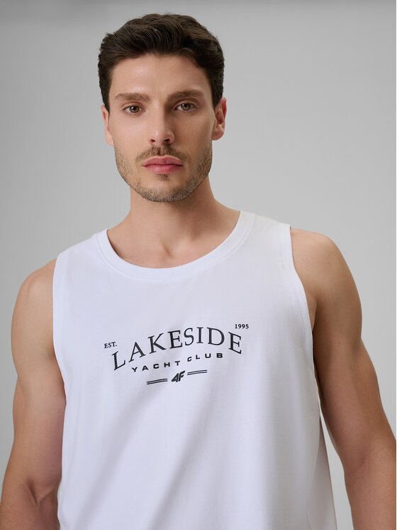 4F 4F Tank top 4FRSS26TSLEM331-10S Biały Regular Fit