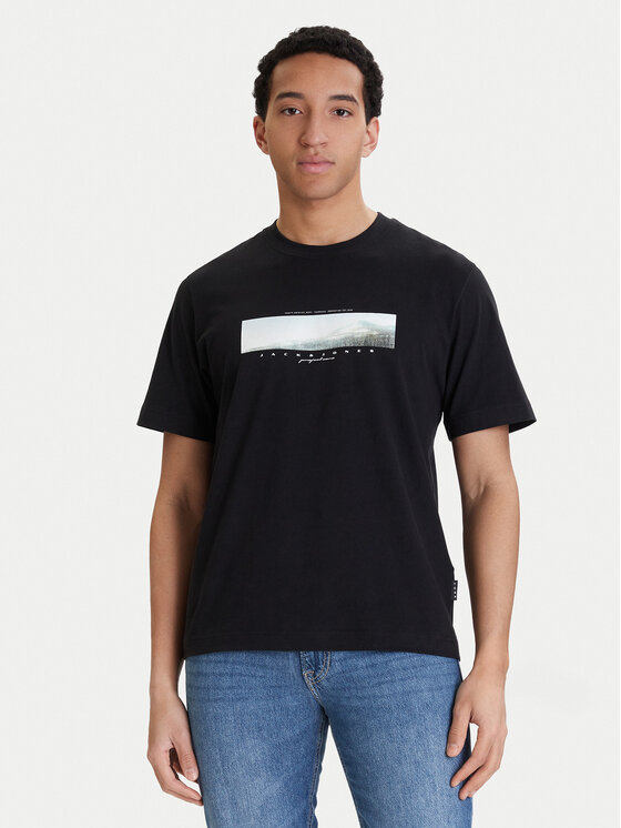 Jack & Jones Tricou Fusion 12289870 Negru Relaxed Fit