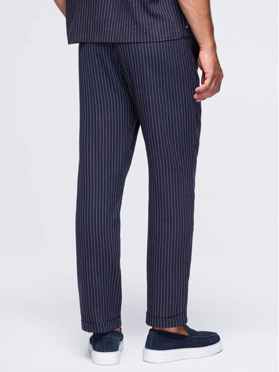 Ombre Ombre Spodnie materiałowe OM-PACP-0311 Granatowy Regular Fit