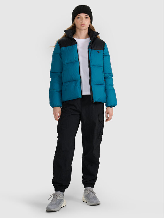 4F 4F Kurtka puchowa MULTI ACTIVE Turkusowy Regular Fit