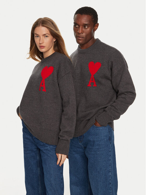 AMI PARIS AMI PARIS Sweater UKS002018 Szürke Regular Fit