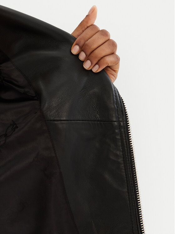 PINKO PINKO Kožená bunda 103897 A21L Čierna Regular Fit