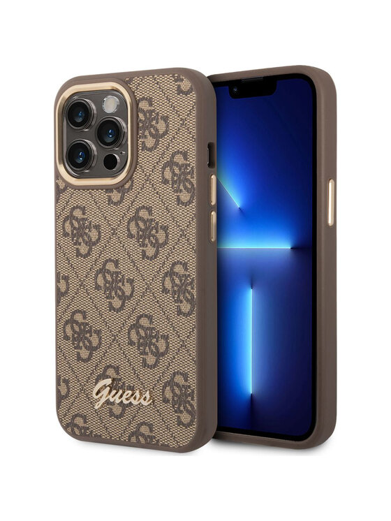 Etui na telefon Guess, Brązowe, 4G Vintage Gold Logo