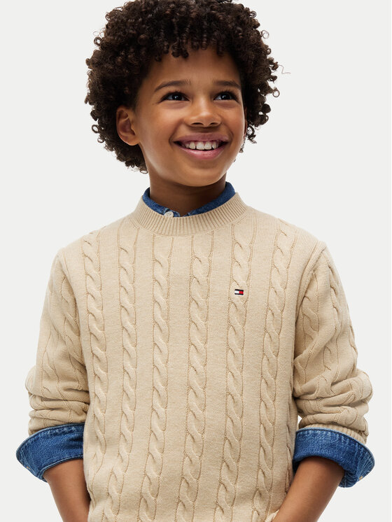 Tommy Hilfiger Tommy Hilfiger Kampsun Cable  KB0KB09753 Beež Regular Fit