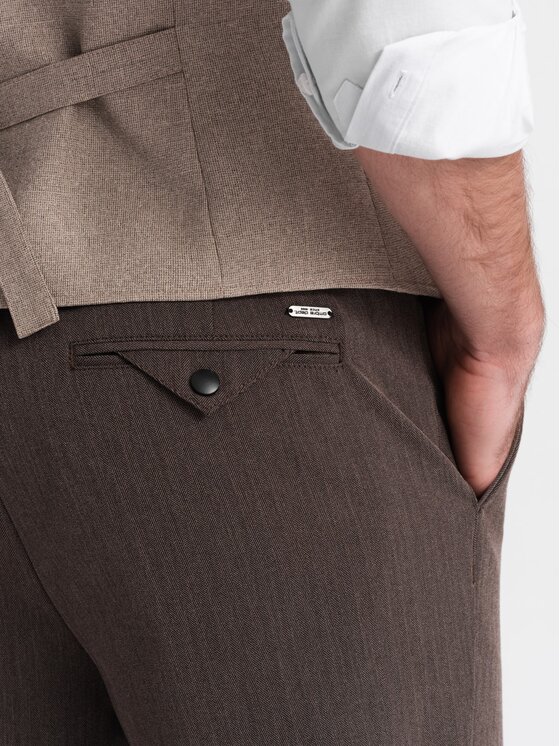 Ombre Ombre Kalhoty z materiálu OM-PACP-0158 Hnědá Chino Fit