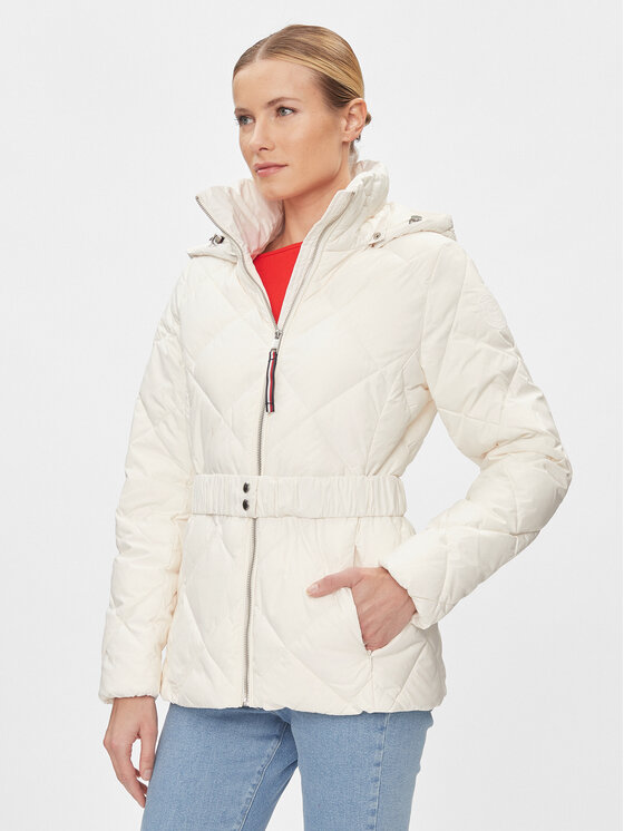Tommy Hilfiger Geacă din puf WW0WW40327 Écru Regular Fit