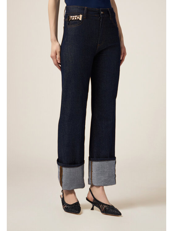 Oltre Oltre Jeans P527R008311N034 Blu Baggy Fit