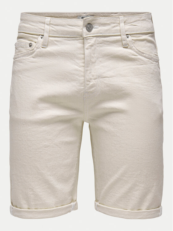 Only & Sons Only & Sons Szorty jeansowe Ply 22029296 Écru Regular Fit