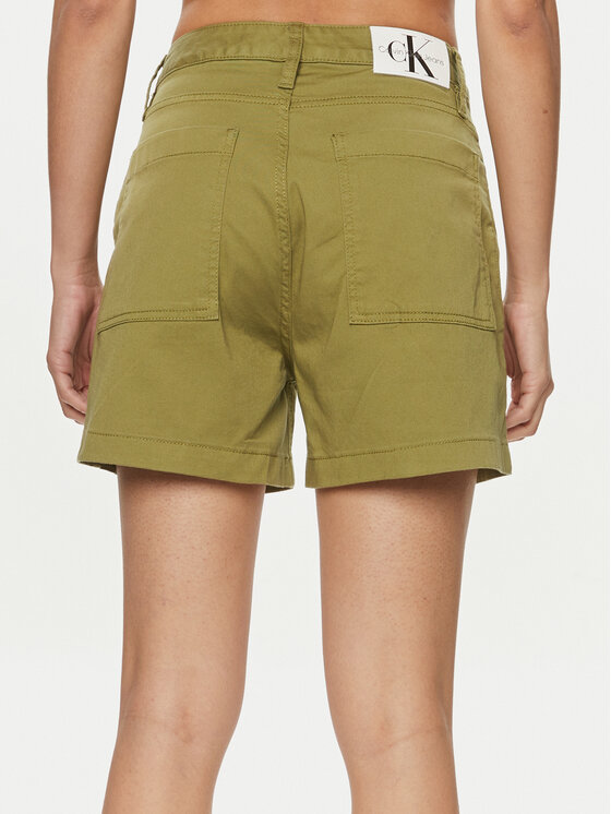 Calvin Klein Jeans Calvin Klein Jeans Medžiaginiai šortai J20J223135 Žalia Mom Fit