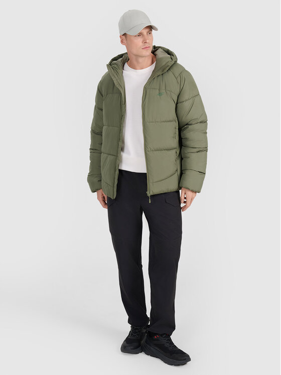 4F 4F Kurtka puchowa MIDSHOP TEXTILE Khaki Regular Fit