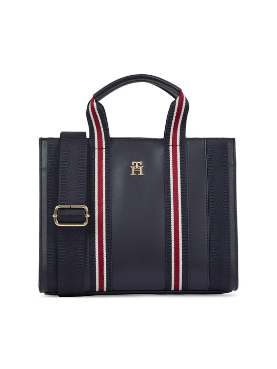 Tommy Hilfiger Handtasche Th Identity Small Tote Corp AW0AW15883 Dunkelblau