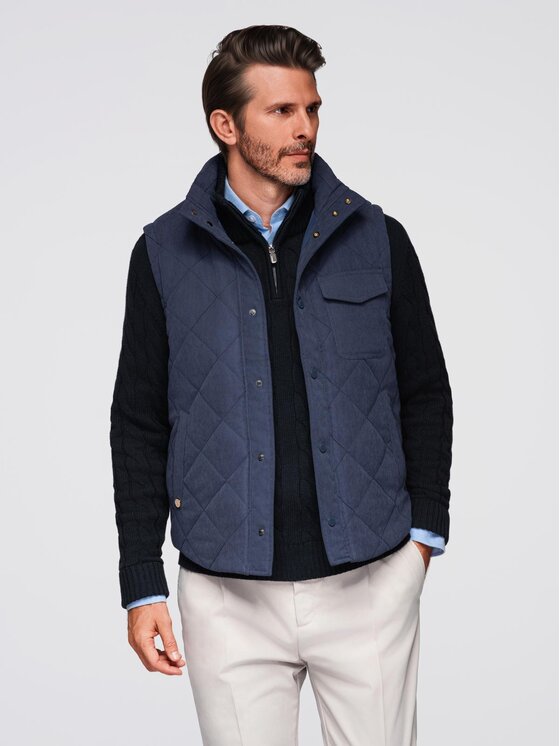 Ombre Ombre Kamizelka OM-JAVJ-0277 Granatowy Regular Fit