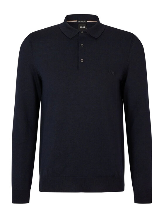 BOSS Boss Polo Boss polo in lana grigia Blu Regular Fit