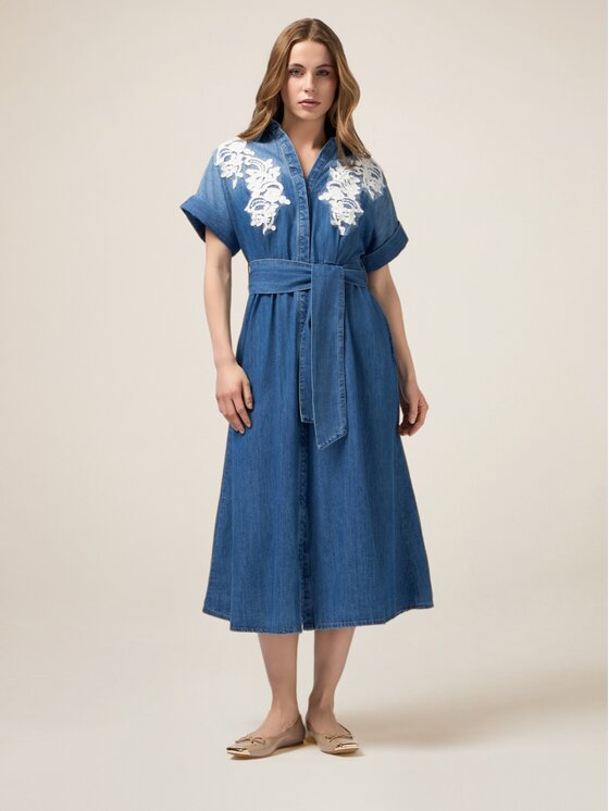 Oltre Oltre Vestito da giorno 7700J000791N024 Turchese A-Line Fit